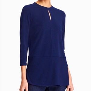 Lauren Ralph Lauren Keyhole Tunic Top Navy Large NWT